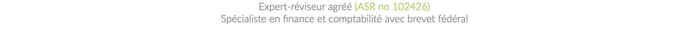 Expert-réviseur agréé (ASR no 102426) Spécialiste en finance et comptabilité avec brevet fédéral